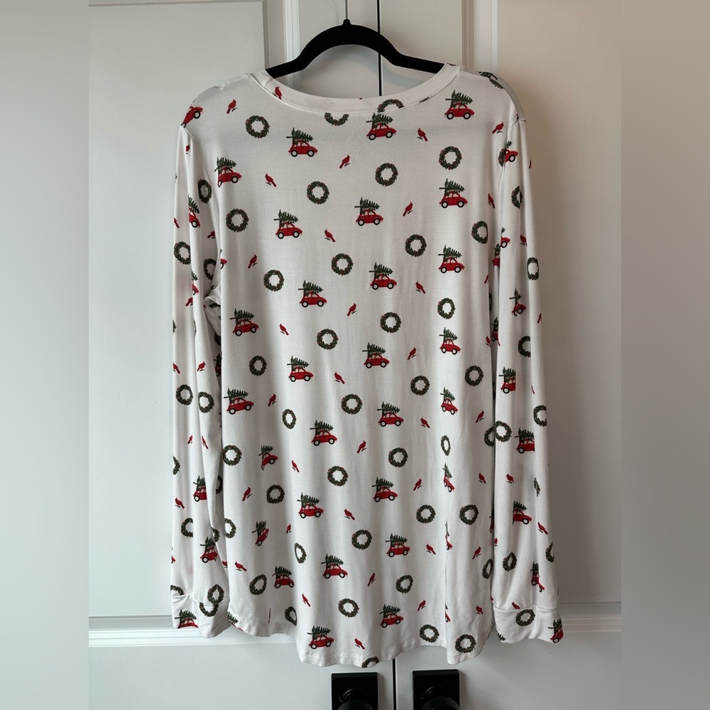 Kyte Women’s Christmas’s Holiday Wreath Long Sleeve Bamboo Pajama Top (Size XL) - Picture 2 of 7